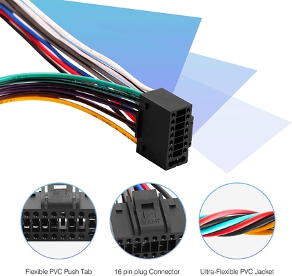 18AWG 4 монтажная схема стерео соединителя автомобиля Pin диктора 16 электрическая