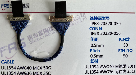 50 ТВ собрания 0.5mm LVDS коаксиального кабеля Pin Awg36 микро-