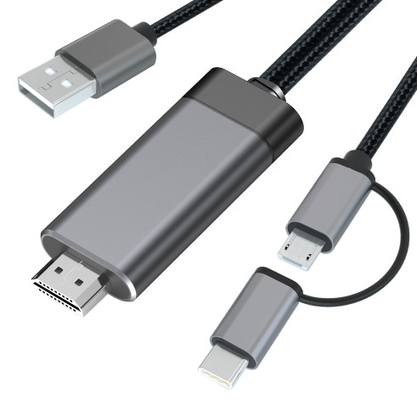 2 в 1 кабеле алюминиевом Hdmi 1080p микро- Hdmi к шнуру Usb c